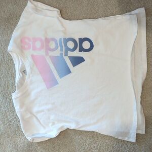 Adidas sport white top with cuff sleeves